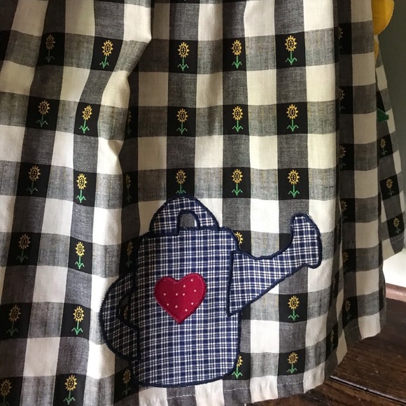 Rare Vintage Handmade Sunflower Tea Pot Cotton Gingham Calico Embroidered Dress - Picture 8 of 14